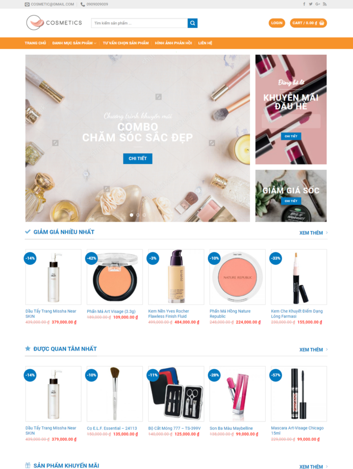 Mẫu website mỹ phẩm 001