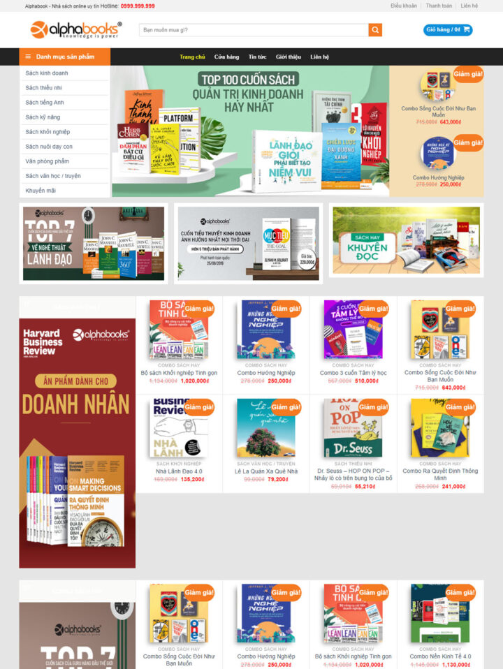 Mẫu website siêu thị sách 003