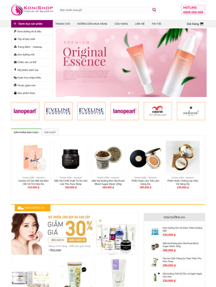Mẫu website mỹ phẩm 030