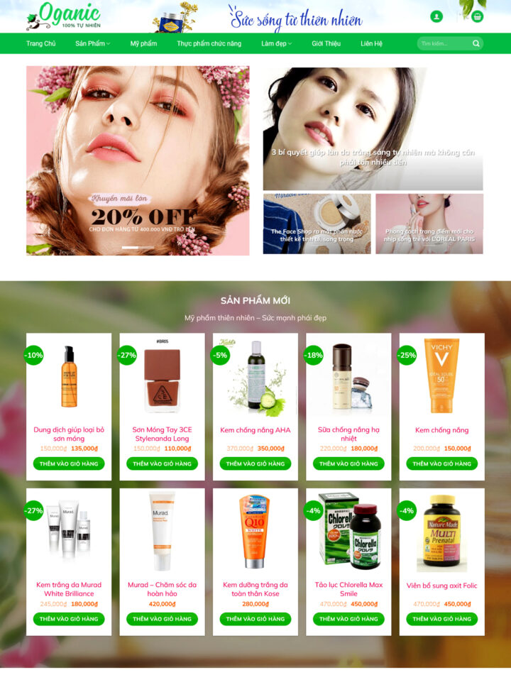 Mẫu website mỹ phẩm 070