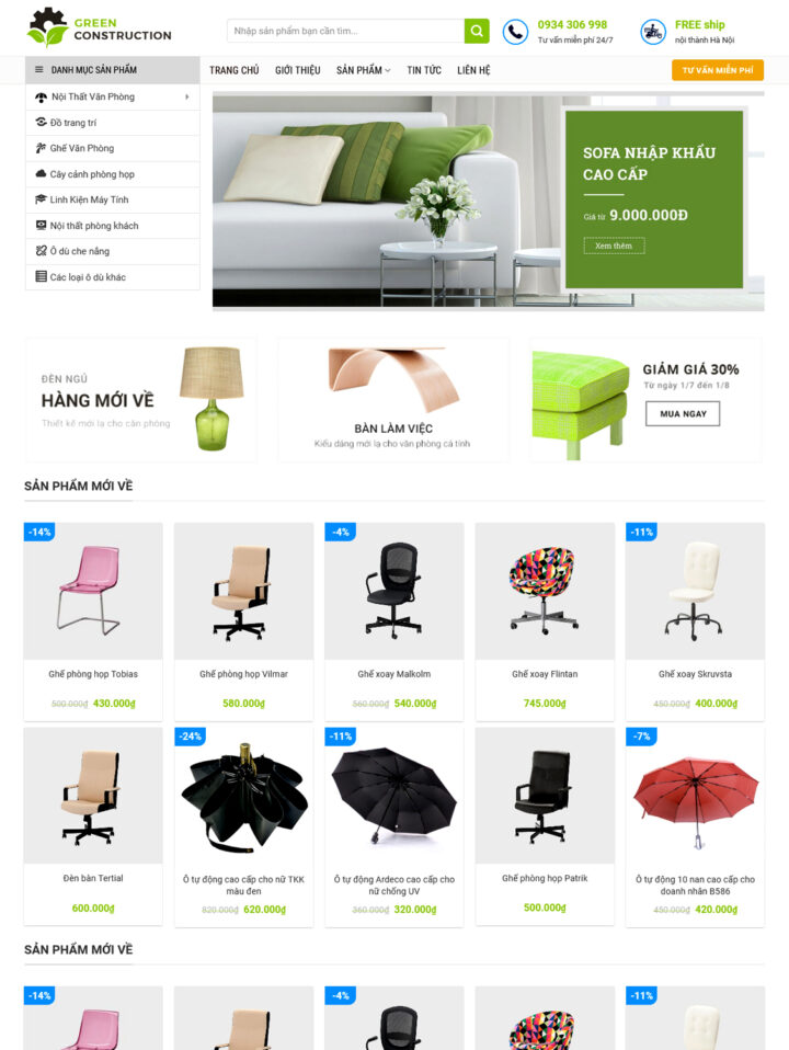 Mẫu website nội thất 098