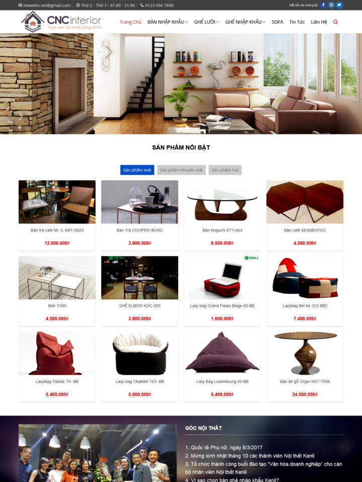 Mẫu website nội thất 099